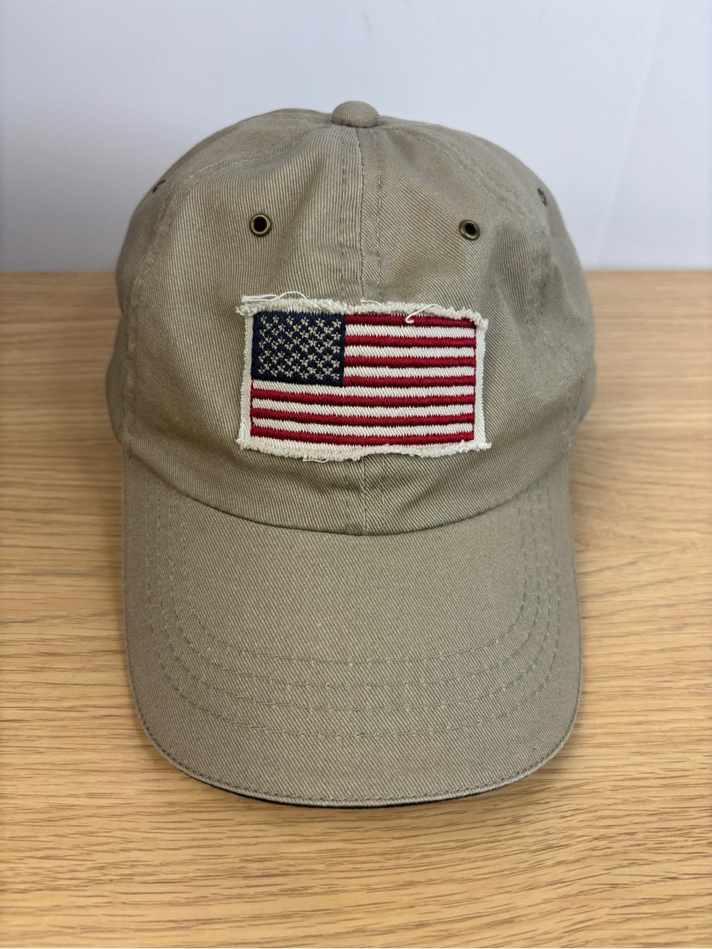 Stetson Khaki Adjustable Baseball Cap with American Flag Patch‎